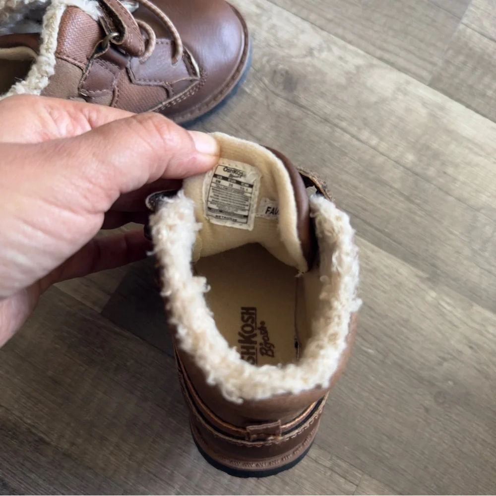 Oshkosh Bgosh Boys Brown Leather Lined Winter Boots